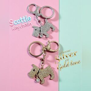 Scottie JEWELED Dog Keychain Gold And Silver Available